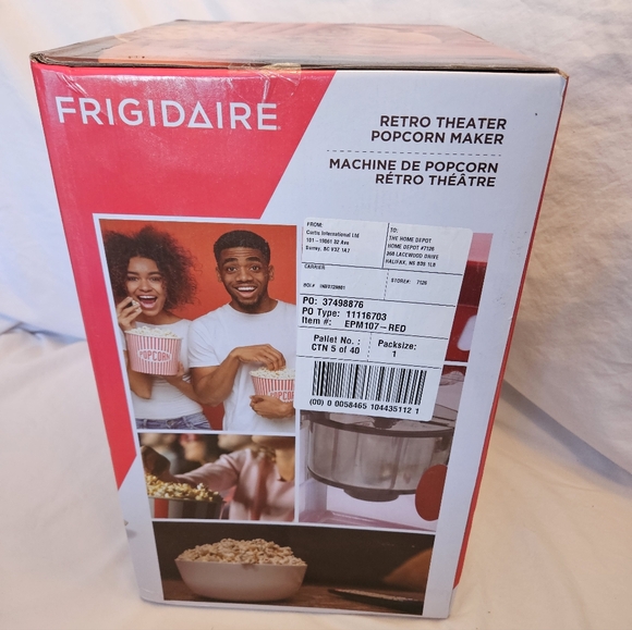 Frigidaire Retro Countertop Popcorn Maker EPM107-RED Hot Air No Oil Required NEW - Picture 3 of 8